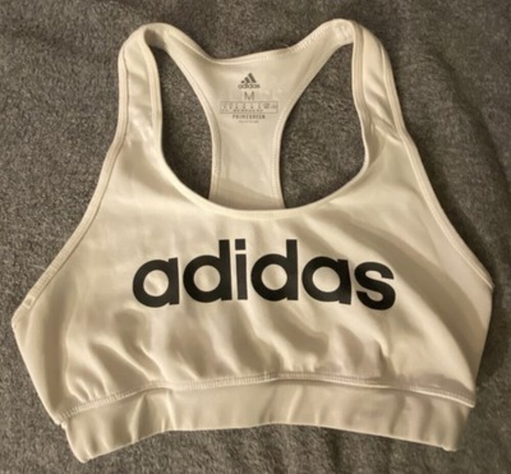 16 - Adidas Aeroready Women's Sports Bra White Primegreen Size M